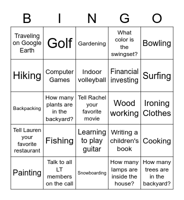 DISO Morale Event - Session 1 Bingo Card