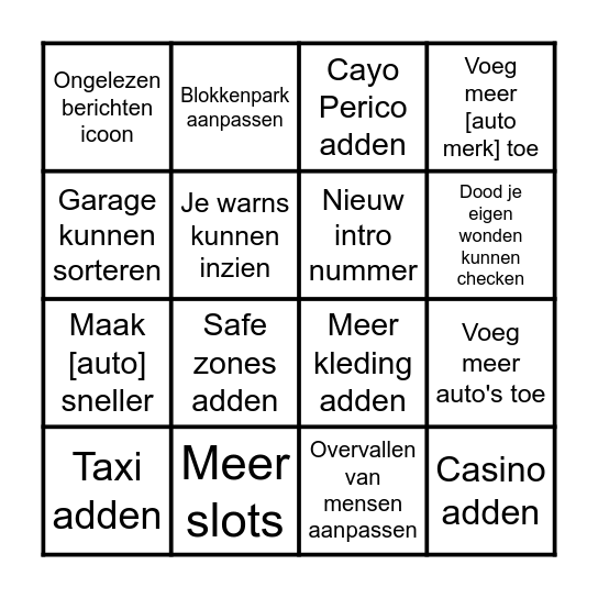 Suggestie Bingo V2 Bingo Card