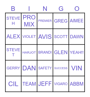 PREMIER TECH HOME & GARDEN BINGO Card