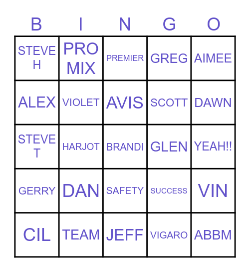 PREMIER TECH HOME & GARDEN BINGO Card