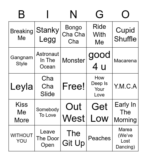 Tik Tok Dances Vs Popular Dances Bingo Card