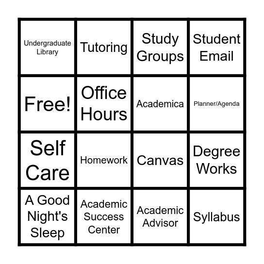 Academic Success Bingo! Bingo Card