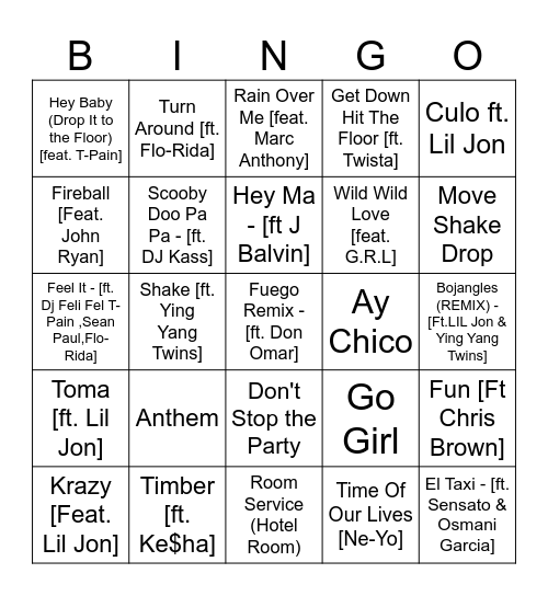 Best of Pitbull Bingo Card
