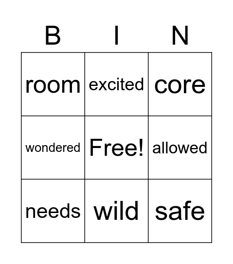 Unit 1 Week 4 Vocabulary Bingo Card