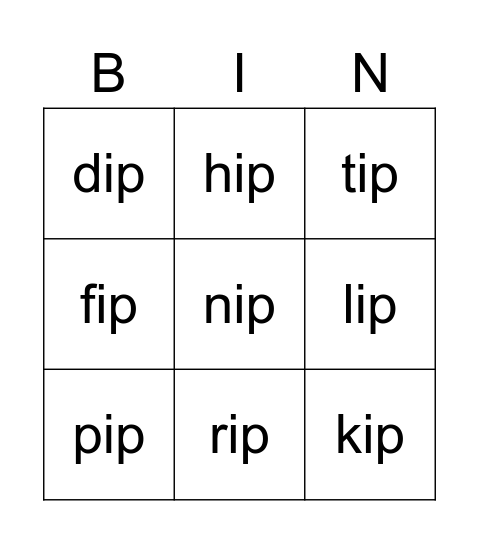 -ip Bingo Card