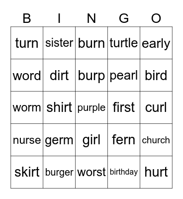 ER Bingo Card