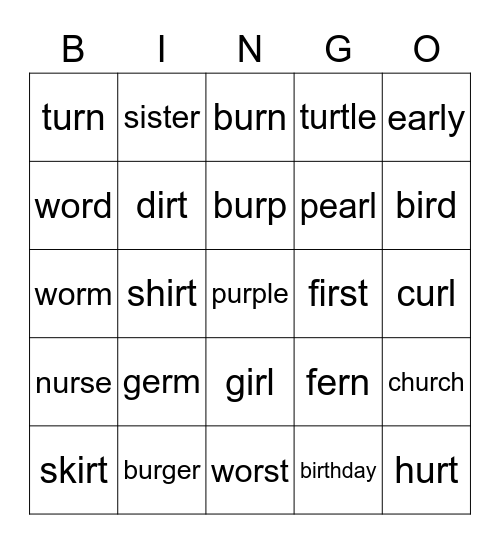 ER Bingo Card