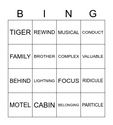 SPELLING WEEK 1 TERM 4 Bingo Card