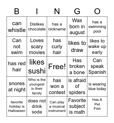 Find Someone Who... Bingo Card
