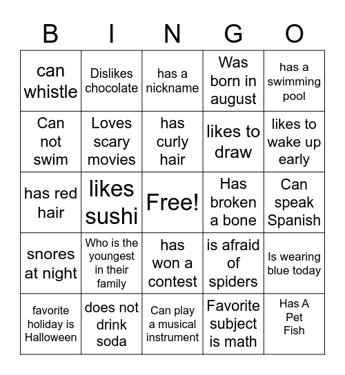 Find Someone Who... Bingo Card