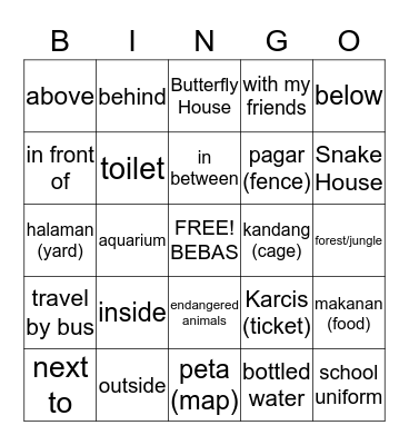 Kebun Binatang Melbourne 2 Bingo Card