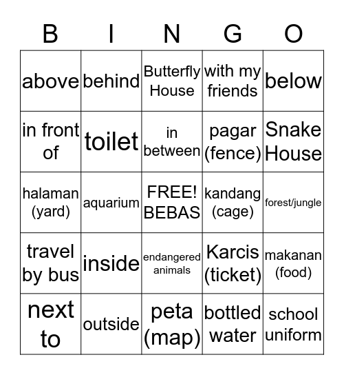 Kebun Binatang Melbourne 2 Bingo Card