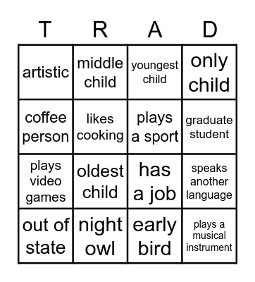 Social Bingo Card