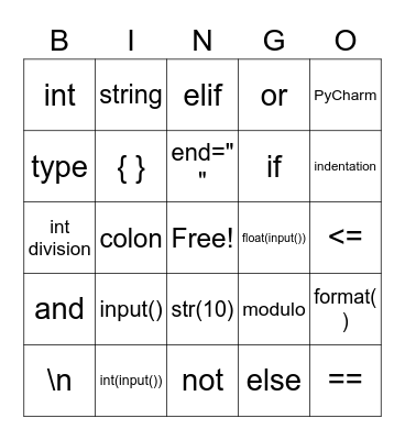 Untitled Bingo Card