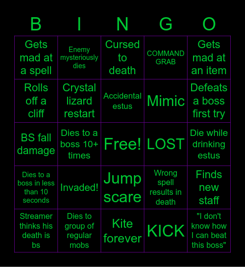 Dark Souls 3 Bingo Card