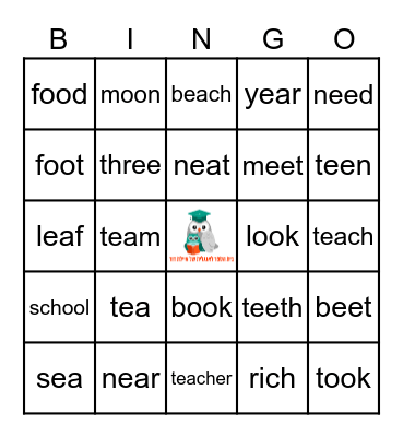 Sound reading 2- 2a (combinations) Bingo Card