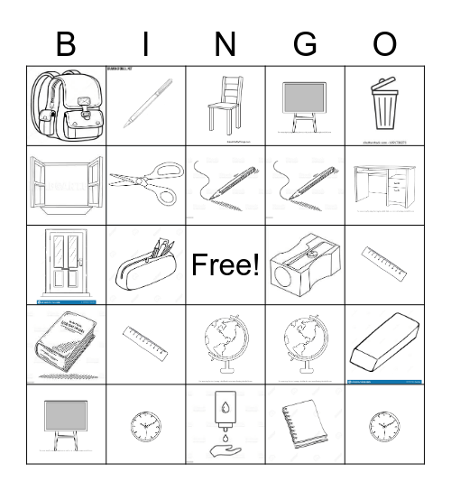 SCHOOL OBJECTS Bingo Card