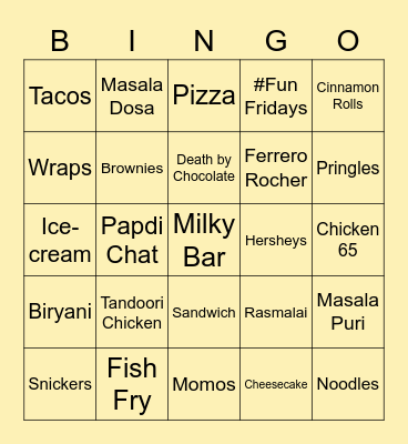 Fun Fridays Bingo Card