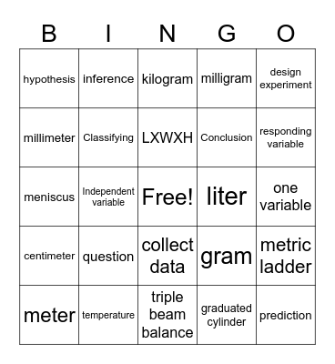 Science Bingo Card