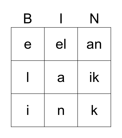 thema 1  ik an el Bingo Card