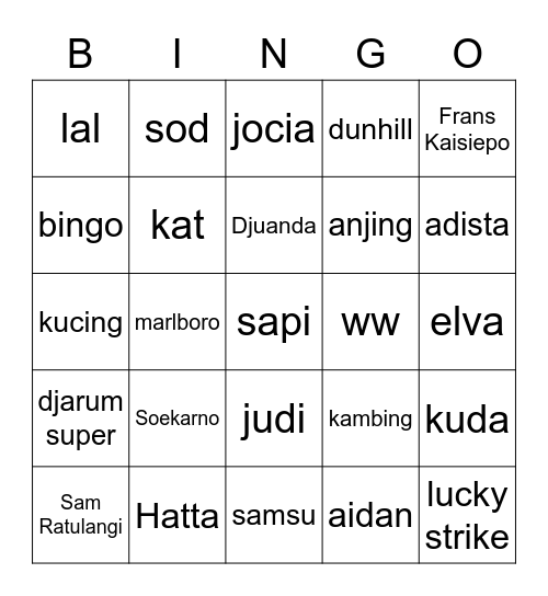 Untitled Bingo Card