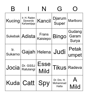 Punya helena Bingo Card