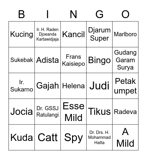 Punya helena Bingo Card