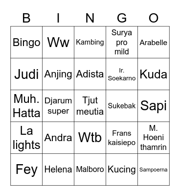 Bingo bareng kat Bingo Card