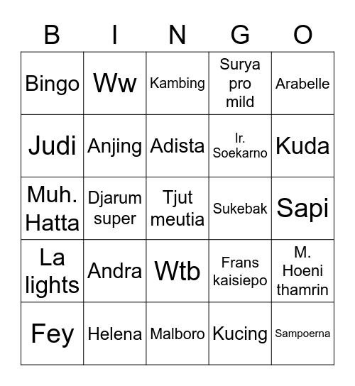 Bingo bareng kat Bingo Card