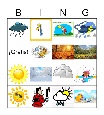 Spanish weather Bingo Card