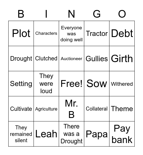 Leah's Pony Bingo Card