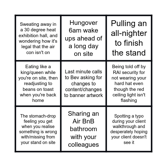 Environments Bingo Card