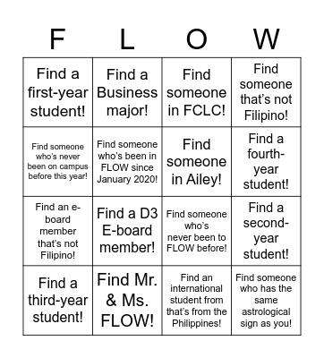FLOW Bingo Card