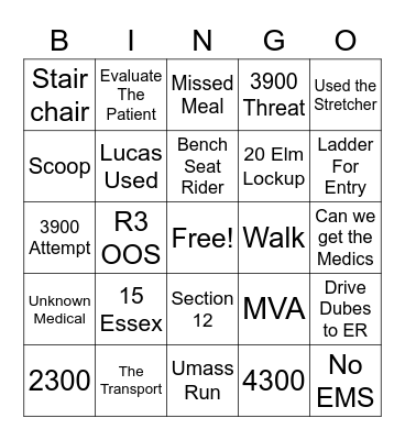 Rescue Bingo Card