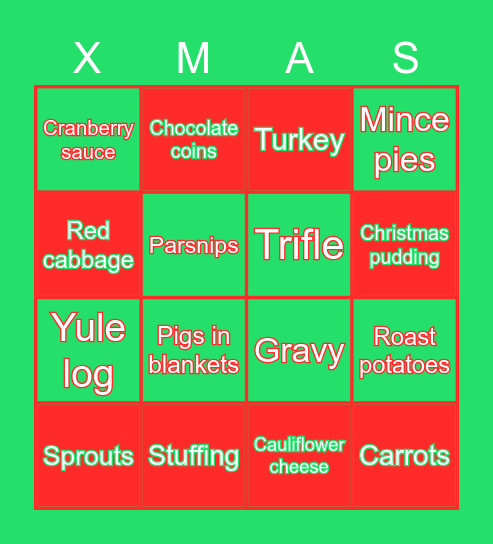 Christmas Food Bingo! Bingo Card