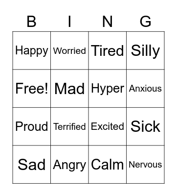 Feelings BINGO Card