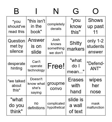 Carol Terry Bingo Card
