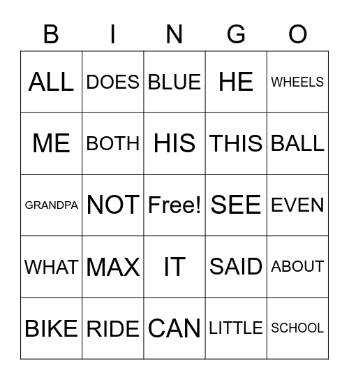 READING Bingo Card