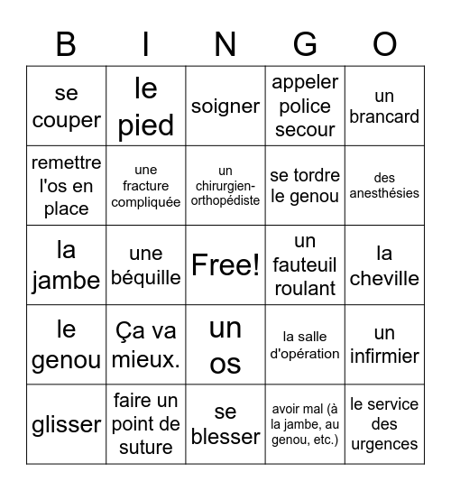 Bon Voyage 2 Chapter 8 Bingo Card