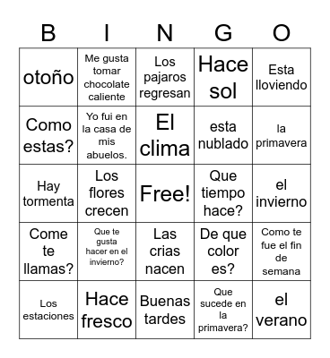 Los Estaciones (Part 1) Bingo Card