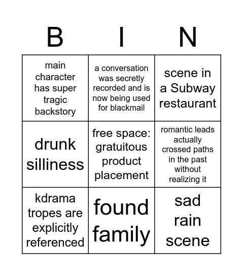 KDRAMA BINGO Card