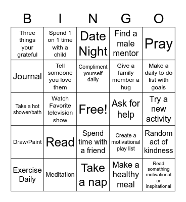 Men's Bingo Card