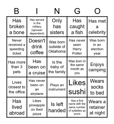 FIND SOMEONE WHO... Bingo Card