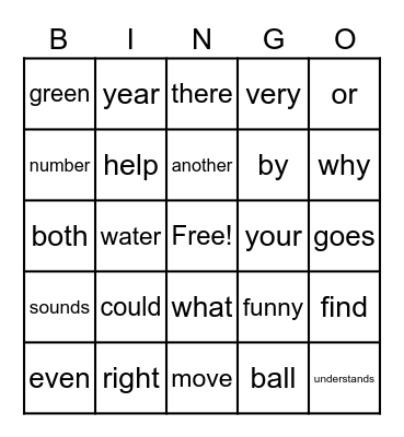 2nd Grade Unit 1 Bingo Card