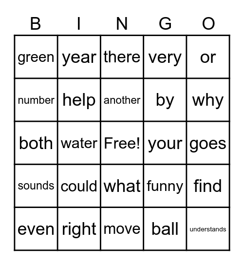2nd Grade Unit 1 Bingo Card