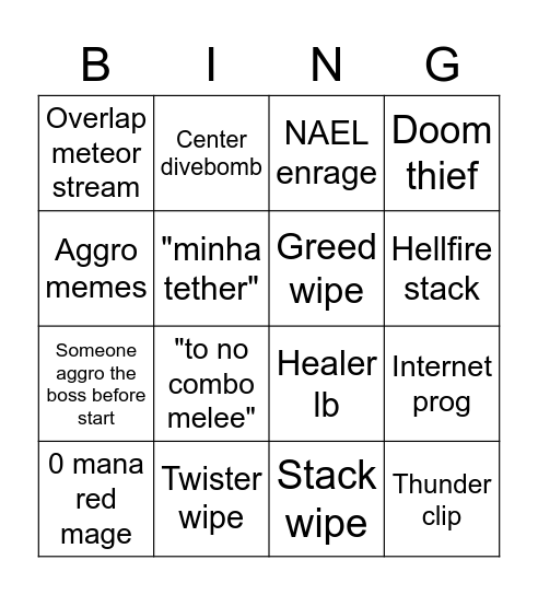 Ucob bingo Card