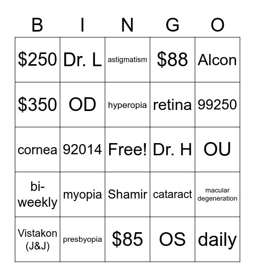 Spectrum Bing Bong Bingo Card