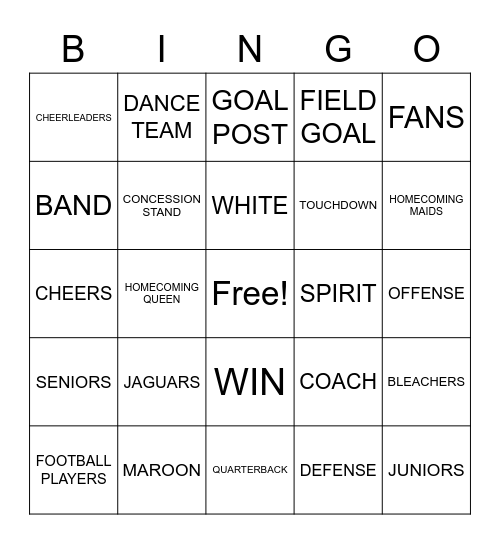 JZ GEORGE HOMECOMING Bingo Card