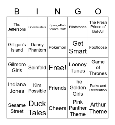 Round #1: Theme Songs Bingo Card