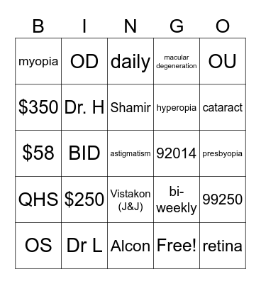 Spectrum Bing Bong Bingo Card